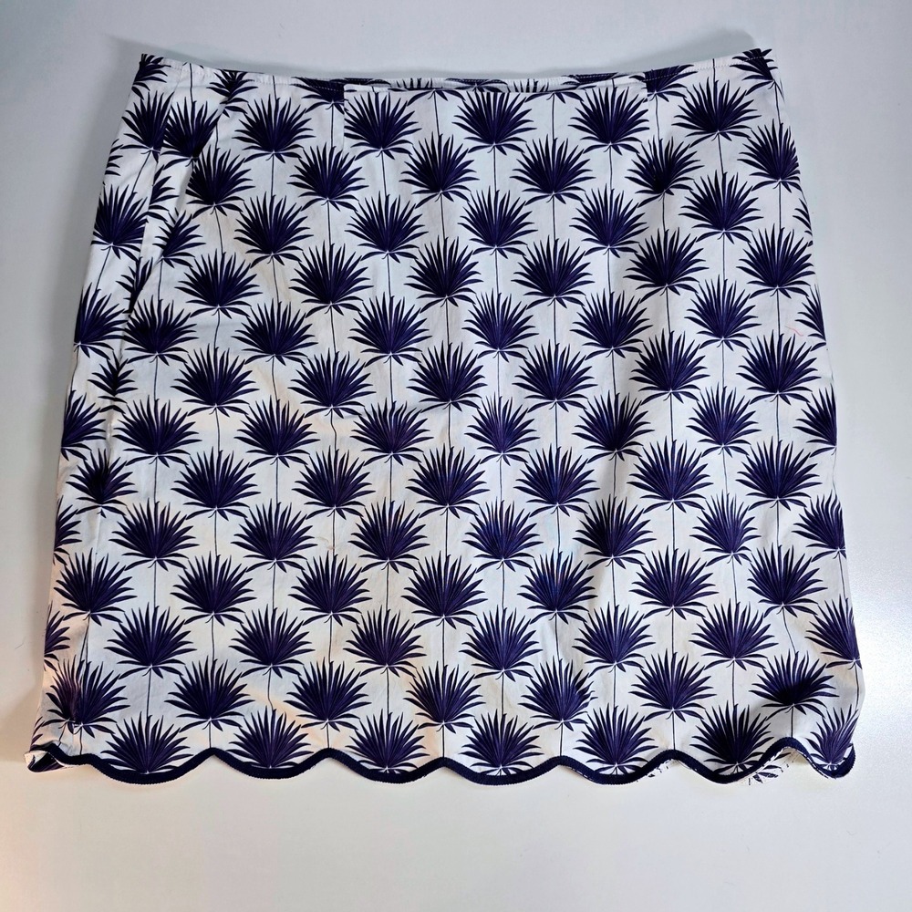 Golftini Sand Castles Long Skort Womens 10L Navy White Palm Print Scallop Golf